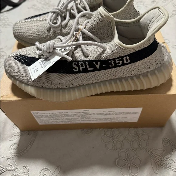 adidas Yeezy Boost 350 V2 Beige Black Sneakers - Picture 5 of 11